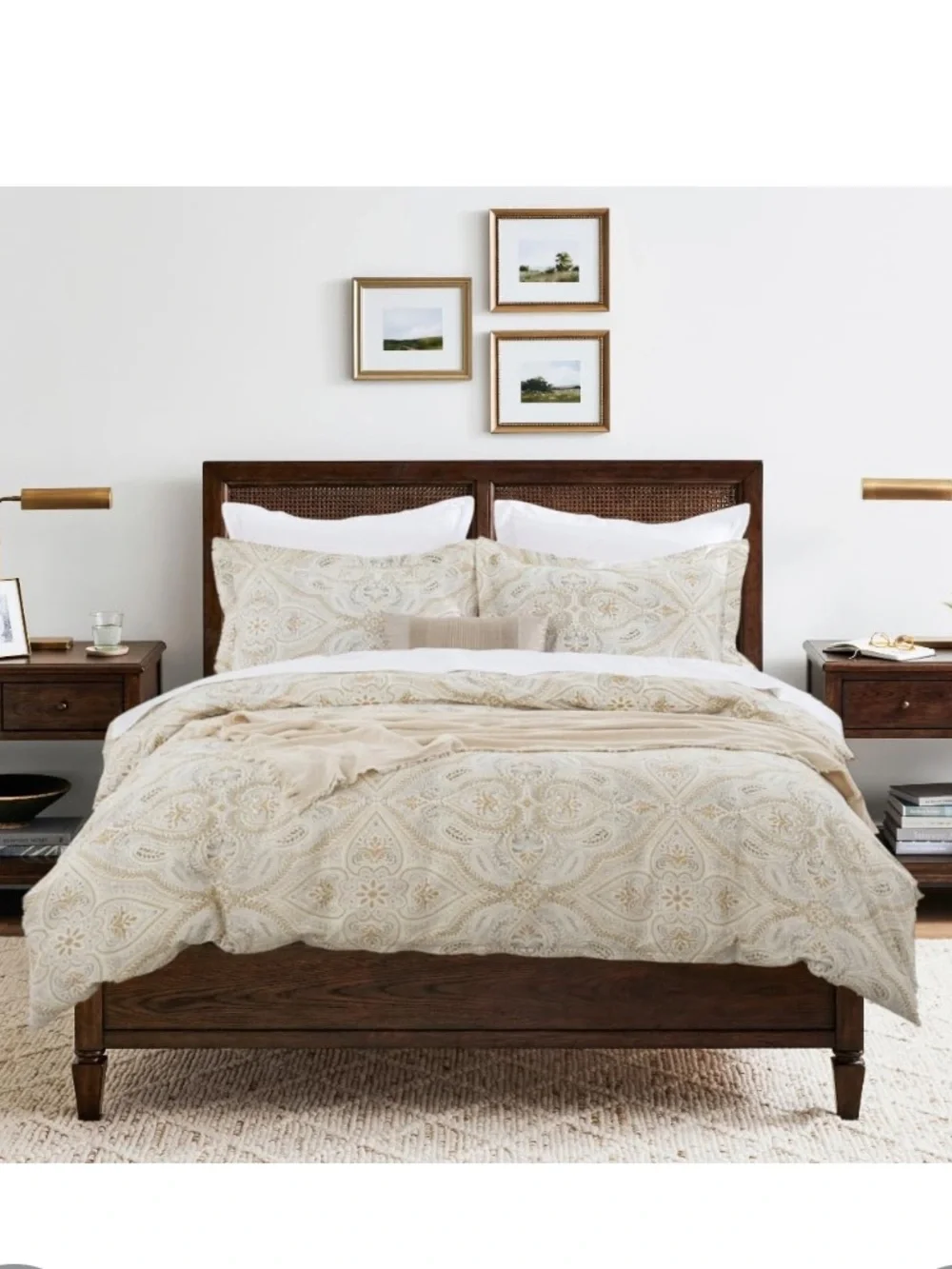 Gold & Gray Print 100% Cotton 3Pc Duvet Set - CALIFORNIA KING